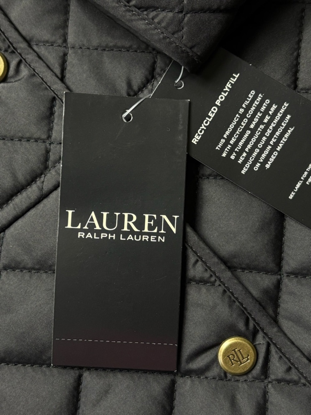NWT Lauren Ralph Lauren Black Label Quilted Snap Front Barn Jacket • Black • L - Picture 14 of 15